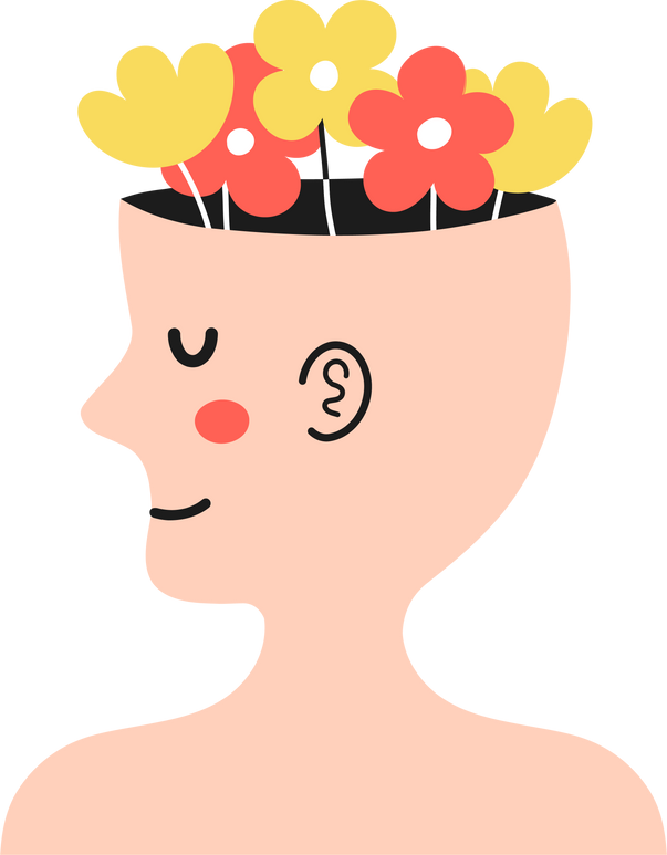 Human Head with Flowers